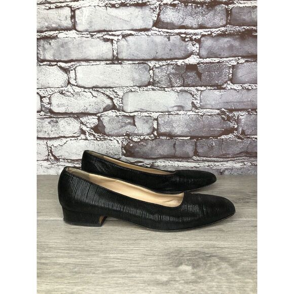 Salvatore Ferragamo Black Leather Designer Block Heels Women’s Sz 7AAA US/37.5EU - Picture 14 of 16